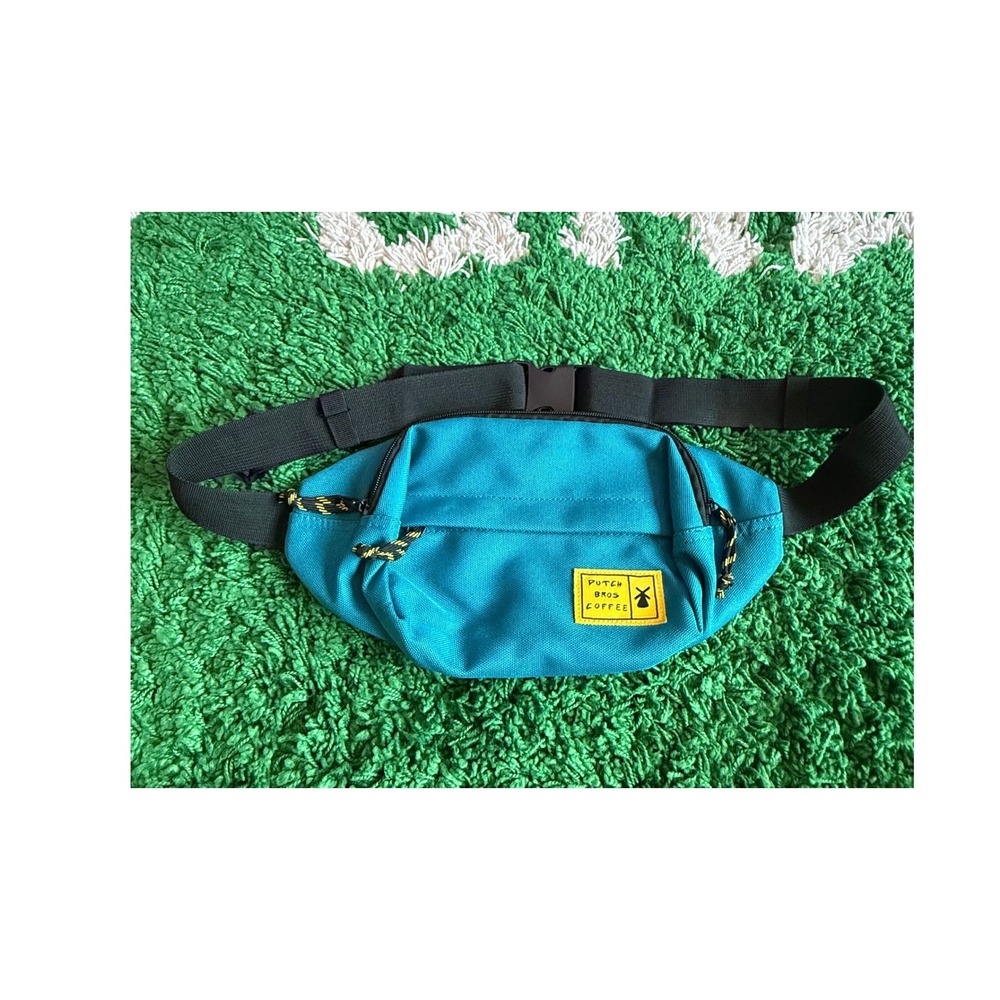 Dutch Bros Coffee Fanny Pack Teal Blue Canvas Waist Bag Adjustable Strap Hip